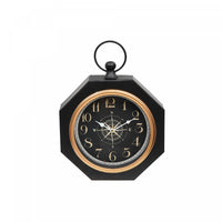 Horloge de table octogonale noire en métal