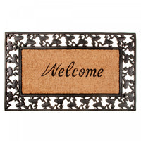 Tapis de plancher en caoutchouc et tapis-brosse « Welcome » en italique