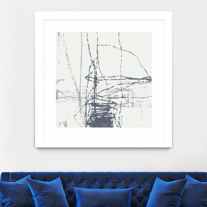 Œuvre d’art murale encadrée blanche et mate « Chalk Doodles G » 36 x 36