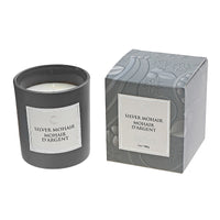 Bougie parfumée de luxe de 7 oz à arôme de mohair argent dans une boîte cadeau - ensemble de 2