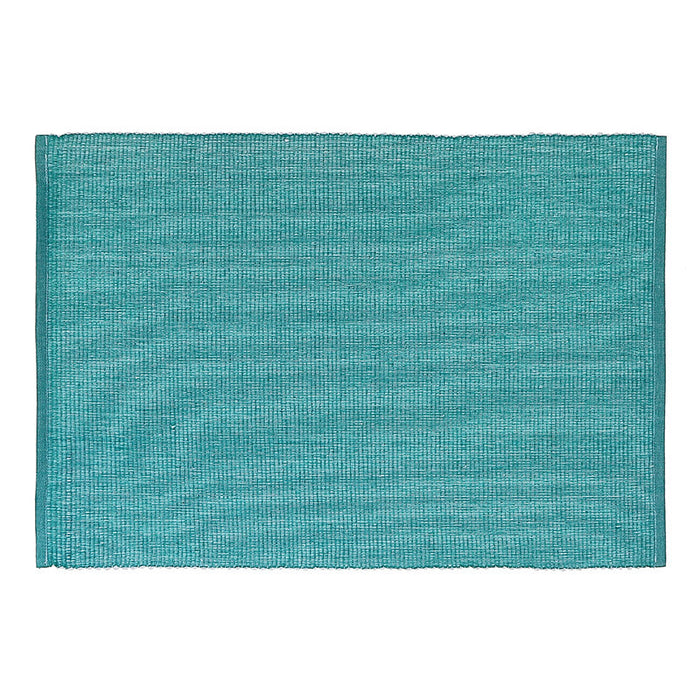Napperon bleu sarcelle en chambray côtelé - ensemble de 12