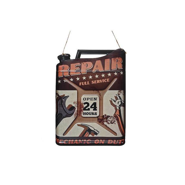 Panneau mural décoratif Repair Open 24 Hours en métal embossé