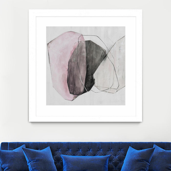 Œuvre d’art murale encadrée blanche et mate « Tickled With Pink » 36 x 36
