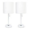 Ensemble 2 lampes Limelights blanches avec pied mince blanc et prise de recharge