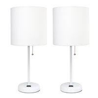 Ensemble 2 lampes Limelights blanches avec pied mince blanc et prise de recharge