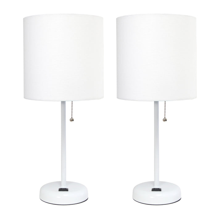 Ensemble 2 lampes Limelights blanches avec pied mince blanc et prise de recharge