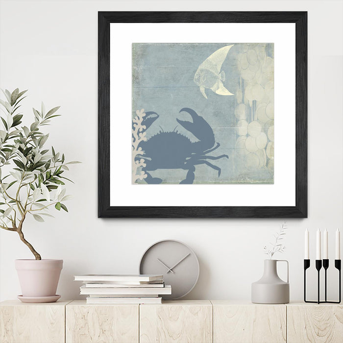 Œuvre d’art murale encadrée noire et mate « Ocean Life Ii » 36 x 36