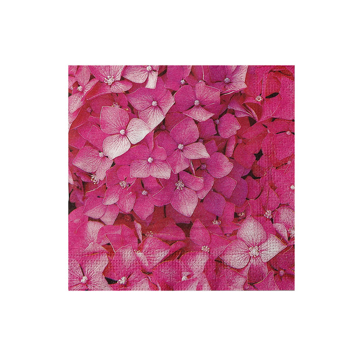 Paquet de 20 grandes serviettes de table à 3 épaisseurs ornées d’hydrangée rose - ensemble de 6 paquets