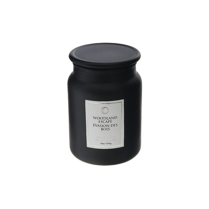 Bougie parfumée de luxe de 19 oz à arôme d’évasion des bois avec couvercle en verre - ensemble de 2