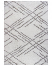 Carpette Ker blanche à rayures 3 x 5