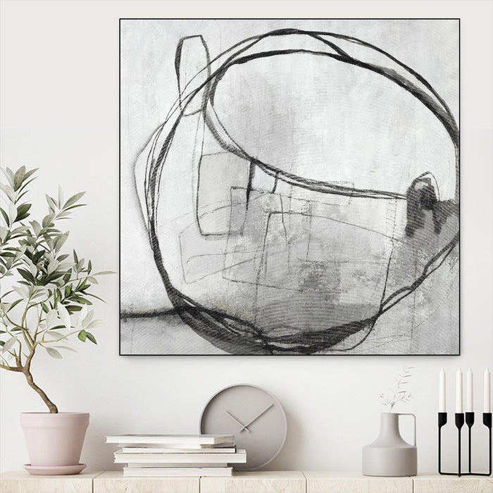 Œuvre d’art murale sur toile encadrée noire « Lucent Sphere » 20 x 20