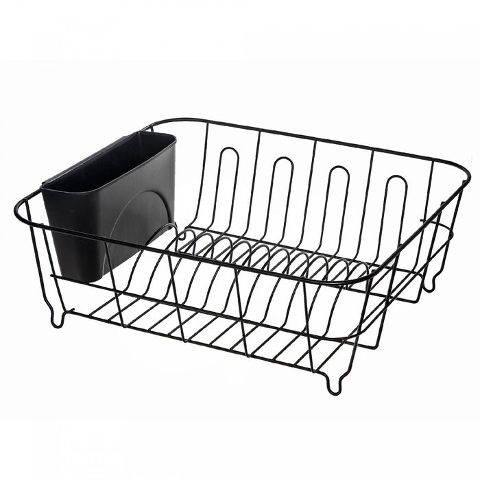 Égouttoir noir pour évier avec panier pour ustensiles