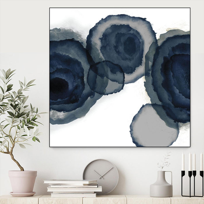 Œuvre d'art murale sur toile encadrée noire « Blotted Ink Ii » 20 x 20
