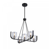 Lustre Cheshire noir et nickel à 5 ampoules