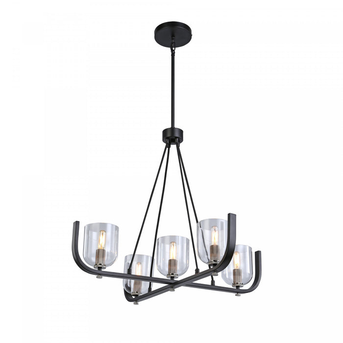 Lustre Cheshire noir et nickel à 5 ampoules