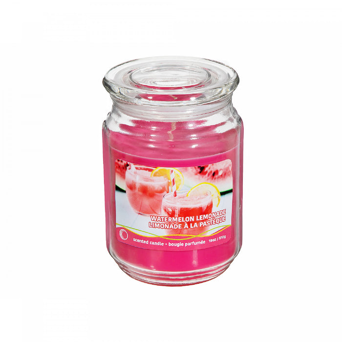 Pot parfumé de 18 oz à arôme de limonade au melon d'eau avec couvercle en verre - ensemble de 2 bougies