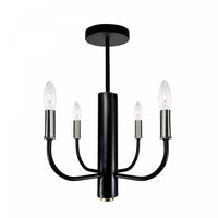 Plafonnier semi-affleuré Verona noir et nickel brossé à 4 ampoules