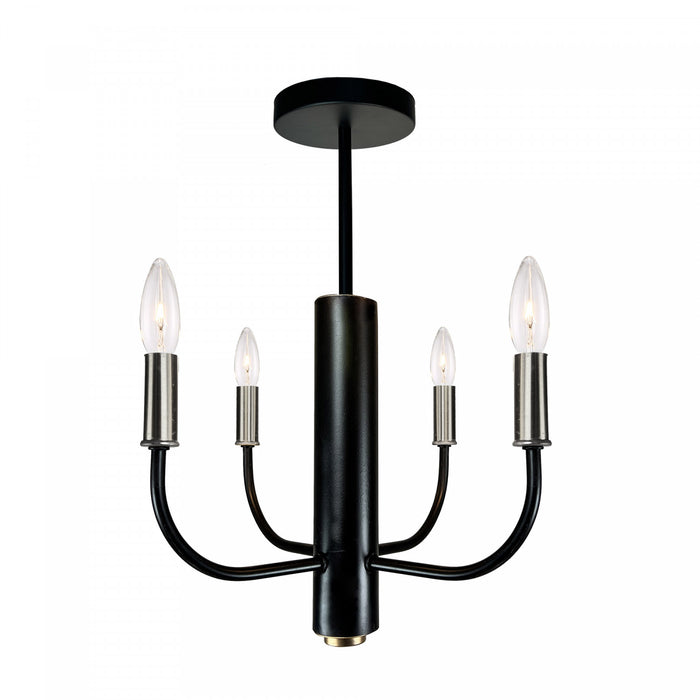 Plafonnier semi-affleuré Verona noir et nickel brossé à 4 ampoules