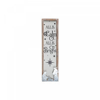 Panneau mural « All Is Calm All Is Bright » en métal encadré de bois