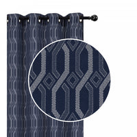 Panneau coupe-lumière Chain Link de 84 po bleu marine en jacquard - ensemble de 2