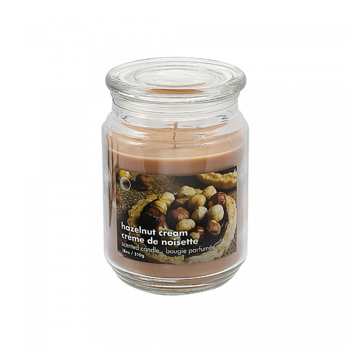 Pot parfumé de 18 oz à arôme de crème de noisette avec couvercle en verre - ensemble de 2 bougies