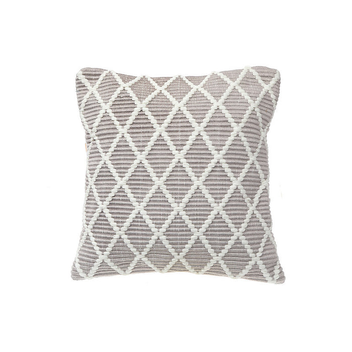 Coussin côtelé taupe à motif de diamants - ensemble de 2