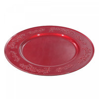 Assiette de présentation rouge ornée de lierre