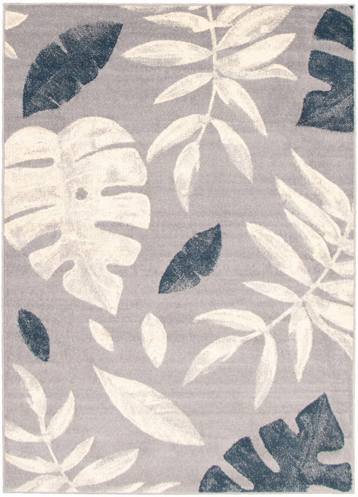 Carpette Palta argent-couleur pétrole - 5 pi 3 pox 7 pi 3 po
