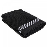 Serviette de bain brodée luxueuse 30 x 60 noire - ensemble de 2 serviettes