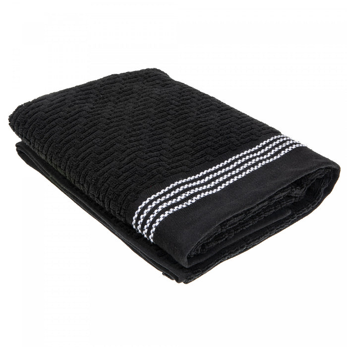 Serviette de bain brodée luxueuse 30 x 60 noire - ensemble de 2 serviettes