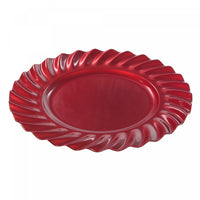 Assiette de présentation de 13 po rouge ornée de vagues - ensemble de 6