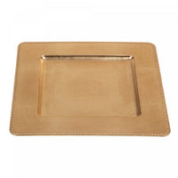Assiette de présentation de 13 po carrée dorée bordée de perles - ensemble de 2