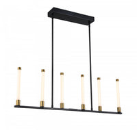 Luminaire pour îlot Infiniti noir et laiton mat à 6 ampoules à DEL intégrées
