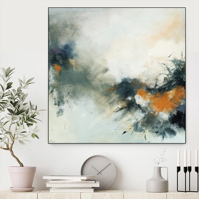 Œuvre d'art murale sur toile encadrée noire « Transition » 20 x 20