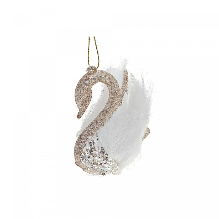 Ornement en forme de cygne à paillettes dorées - ensemble de 12 ornements de Noël