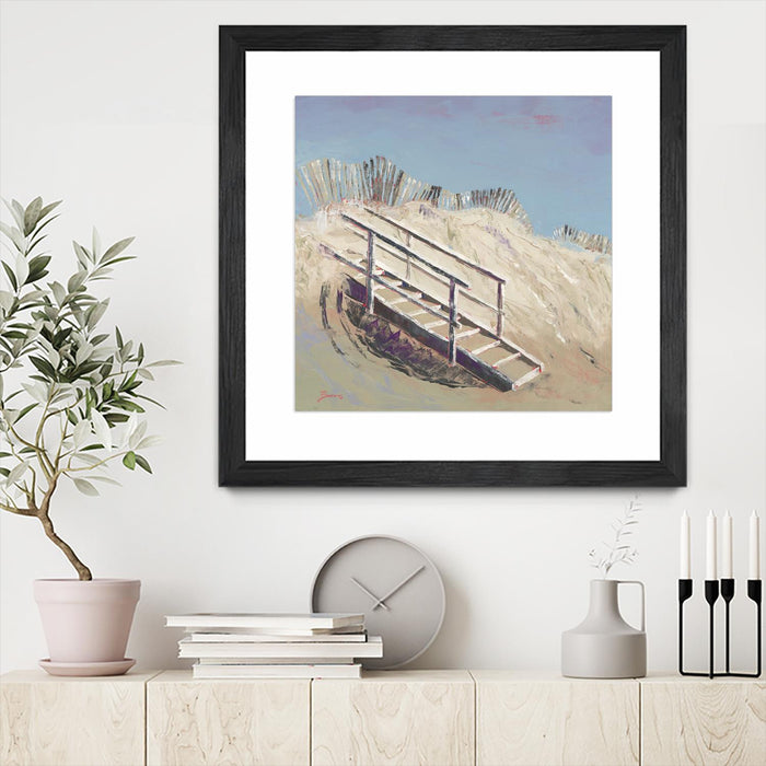 Œuvre d’art murale encadrée noire et mate « Beach Access » 36 x 36