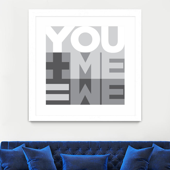 Œuvre d’art murale encadrée noire et mate « You Me We I » 30 x 30