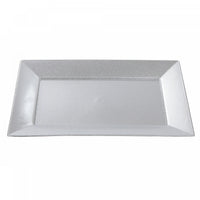 Plateau de service rectangulaire lisse argenté 8 x 12 - ensemble de 2