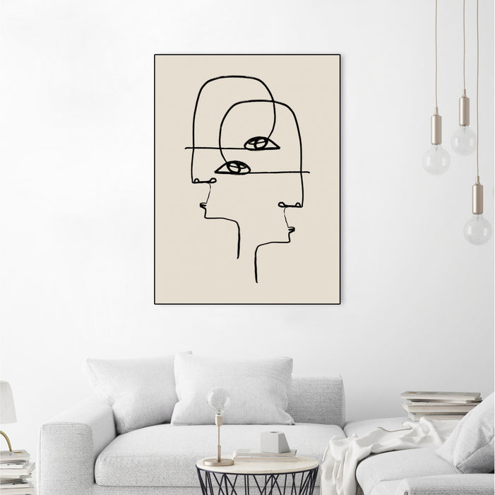 Œuvre d’art murale sur toile encadrée noire « Faces » 30 x 40