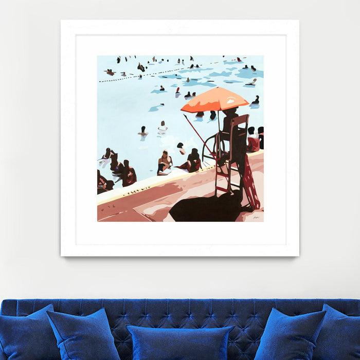 Œuvre d’art murale encadrée blanche et mate « It's All Going Just Swimmingly » 36 x 36