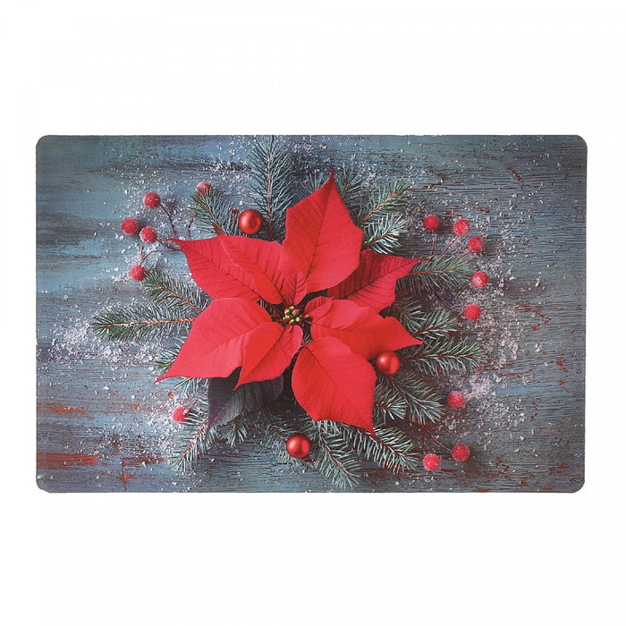 Napperon en plastique orné d’une photo d’un centre de table de poinsettia - ensemble de 12