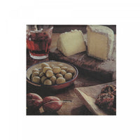 Paquet de 20 serviettes cocktail à 3 épaisseurs ornées d’une photo de fromage et d’olives - ensemble de 6 paquets