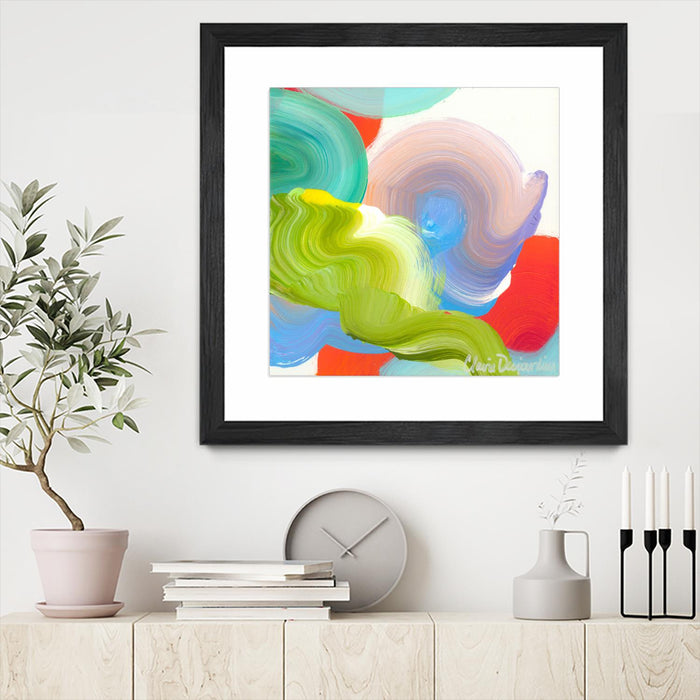 Œuvre d’art murale encadrée noire et mate « Vav 05 » 36 x 36