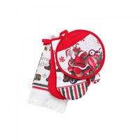 Ensemble de 4 pièces pour la cuisine orné d’un père Noël sur un scooter - ensemble de 2 paquets