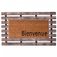 Tapis de plancher « Bienvenue » représentant une clôture en caoutchouc avec fibre de coco