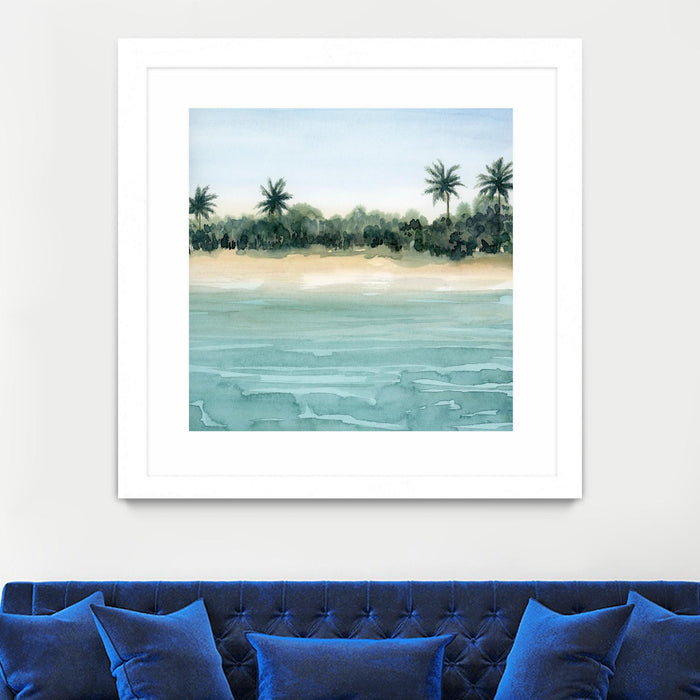 Œuvre d’art murale encadrée blanche et mate « Paradis Ii » 30 x 30