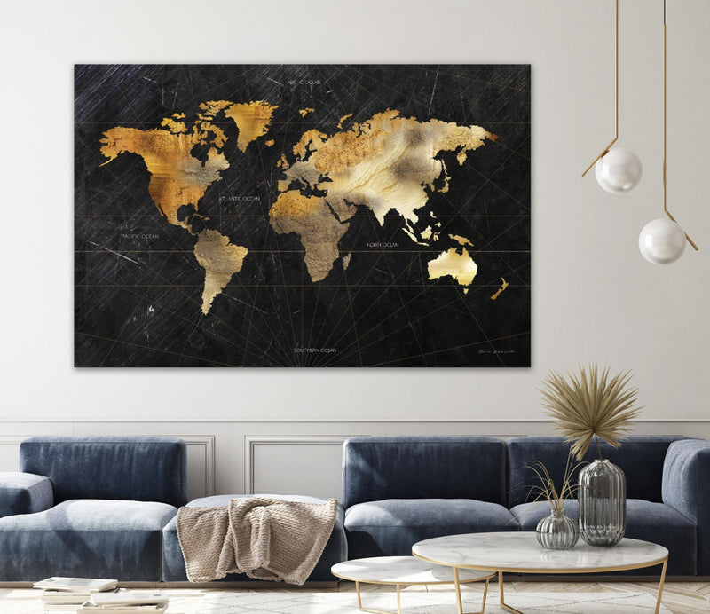 Œuvre d’art murale Giant Art « Dramatic World Map » 72 x 48