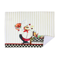 Tapis d’égouttage en microfibre orné d’un chef servant du poulet - ensemble de 2