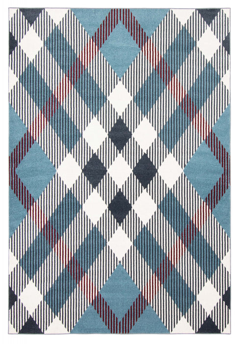 Carpette Kors bleue lavable à la machine - 3 pi 0 po x 5 pi 0 po