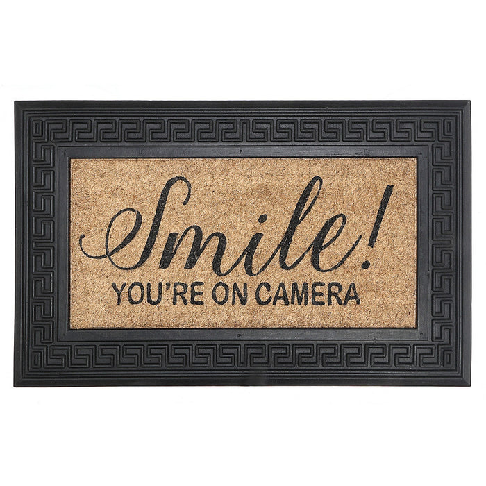 Tapis de plancher « Smile You’re on Camera » en caoutchouc et tapis-brosse